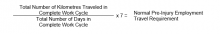 a formula to determine the worker’s normal pre-injury employment travel requirement