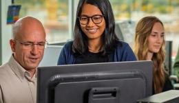 People working at a computer